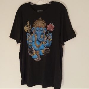 Curbside Ganesha Elephant Black Graphic Tshirt  XL